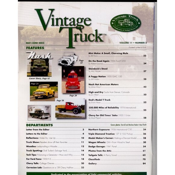 Vintage Truck Magazine May/June 2003 Volume 11 Issue 2 Featuring Classic Trucks - Picture 2 of 3